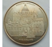 Либерия 5 долларов 2003. Введение Евро в Монако, Ватикане и Сан-Марино