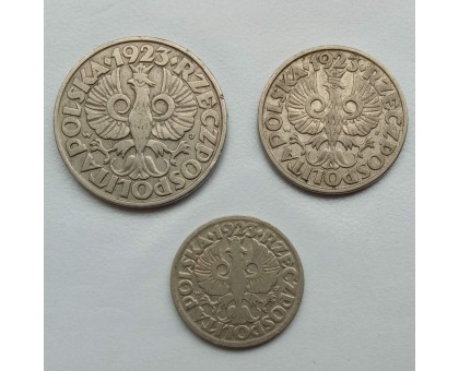 Польша 10, 20, 50 грошей 1923. Набор 3 монеты