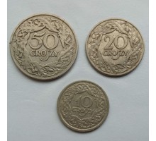 Польша 10, 20, 50 грошей 1923. Набор 3 монеты