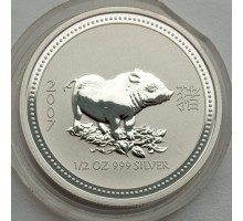 Австралия 50 центов 2007. Год свиньи, серебро