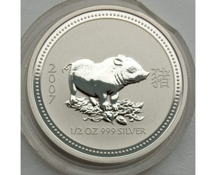 Австралия 50 центов 2007. Год свиньи, серебро