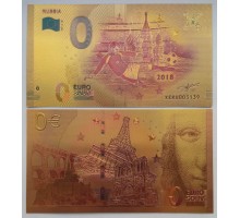 Сувенирная пластиковая банкнота 0 евро Чемпионат мира по футболу 2018 г. в России ФИФА