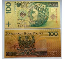 Сувенирная пластиковая банкнота Польша 100 злотых 1994