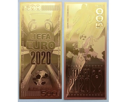 Сувенирная пластиковая банкнота 500 евро UEFA 2020