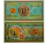Сувенирная пластиковая банкнота 1 биткоин