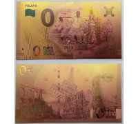 Сувенирная пластиковая банкнота 0 евро Чемпионат мира по футболу 2018 г. в России ФИФА Польша