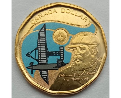 Канада 1 доллар. 2022. 175 лет со дня рождения Александра Грейама Белла (цветная)