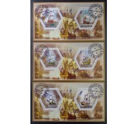 Набор сувенирных почтовых блоков Чад, 3 шт