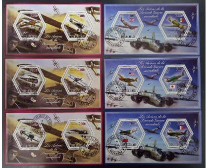 Набор сувенирных почтовых блоков Чад, 6 шт