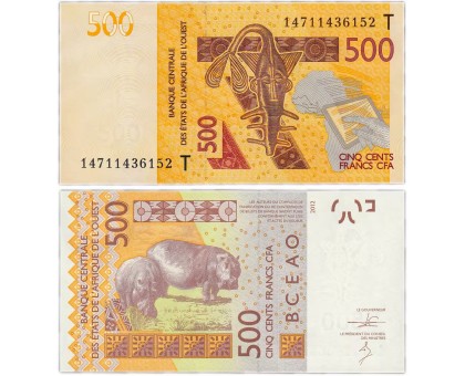 Западная Африка 500 франков 2012 (КФА, Того, литера T)