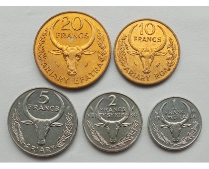 Мадагаскар 1984-2002. Набор 5 монет UNC