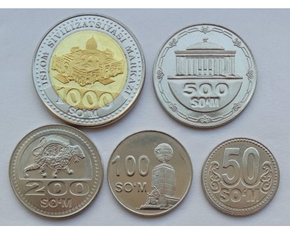 Узбекистан 2018-2022. Набор 5 монет UNC