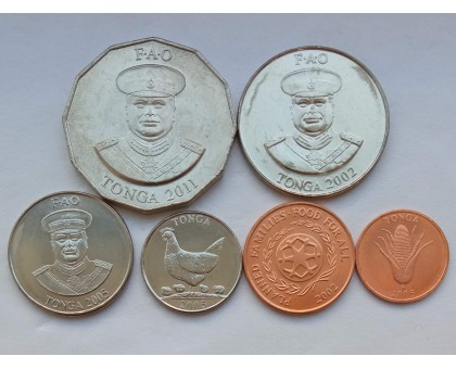 Тонга 2002-2011. Набор 6 монет UNC