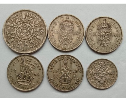 Великобритания 1937-1967. Набор 6 монет
