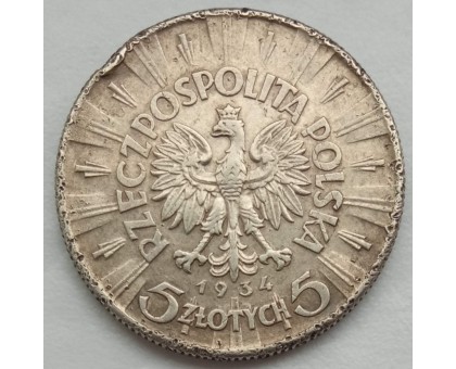 Польша 5 злотых 1934 серебро