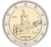 Германия 2 евро 2022. Тюрингия. Замок Вартбург
