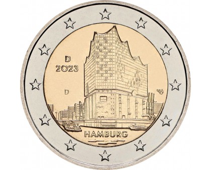 Германия 2 евро 2023. Гамбург. Эльбская филармония