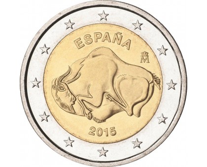 Испания 2 евро 2015. Наскальные рисунки в пещере Альтамира