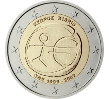 Кипр 2 евро 2009. 10 лет Экономическому и валютному союзу
