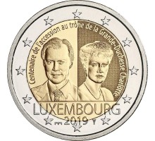 Люксембург 2 евро 2019. 100 лет вступления на престол герцогини Шарлотты