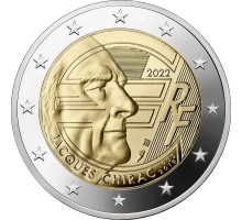 Франция 2 евро 2022. Жак Ширак