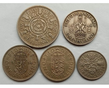 Великобритания 1937-1967. Набор 5 монет