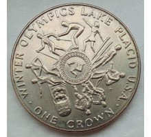Остров Мэн 1 крона 1980. XIII зимние Олимпийские Игры, Лейк-Плэсид 1980