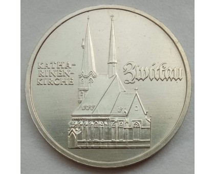 Германия (ГДР) 5 марок 1989. Церковь Св. Екатерины в Цвиккау