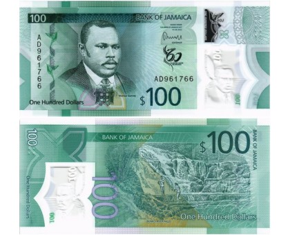 Ямайка 100 долларов 2022. 60 лет независимости, полимер