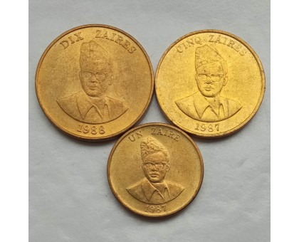 Заир 1987-1988. Набор 3 монеты