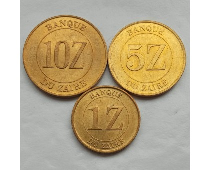 Заир 1987-1988. Набор 3 монеты