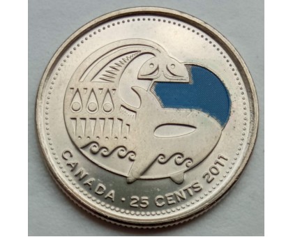 Канада 25 центов 2011. Природа Канады - Косатка (цветная)