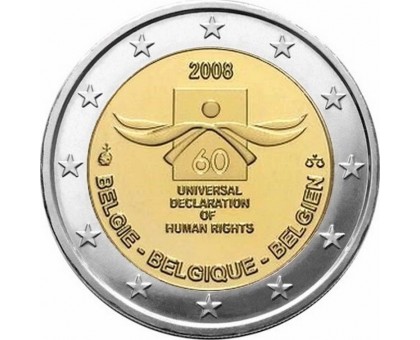 Бельгия 2 евро 2008. 60 лет всеобщей декларации прав человека
