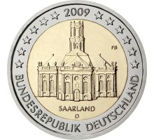 Германия 2 евро 2009. Церковь Людвига в Саарбрюккен, Саар