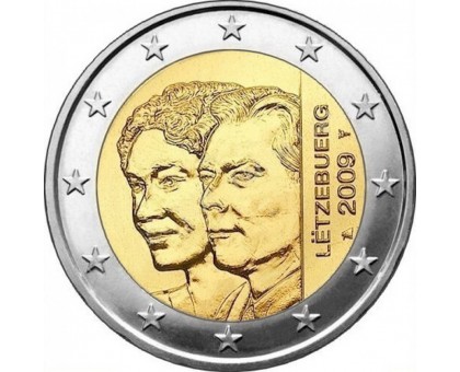 Люксембург 2 евро 2009. 90 лет вступлению на престол Герцогини Шарлотты