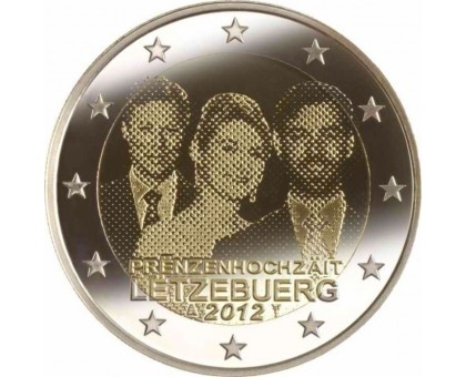 Люксембург 2 евро 2012. Свадьба Великого герцога Гийома и бельгийской графини Стефании де Ланну