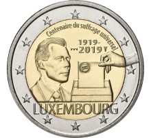 Люксембург 2 евро 2019. 100 лет всеобщему избирательному праву