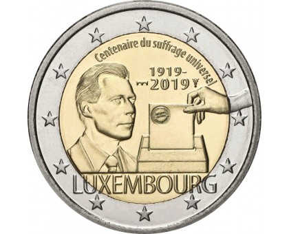 Люксембург 2 евро 2019. 100 лет всеобщему избирательному праву