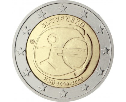 Словакия 2 евро 2009. 10 лет монетарной политики ЕС (EMU) и введения евро