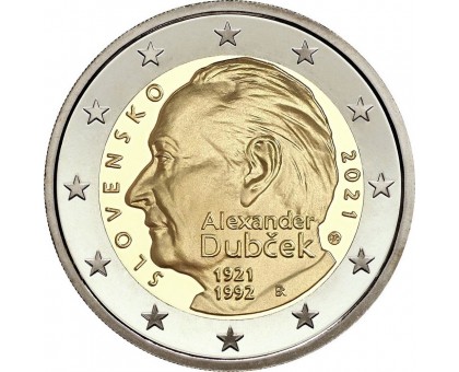 Словакия 2 евро 2021. 100 лет со дня рождения Александра Дубчека