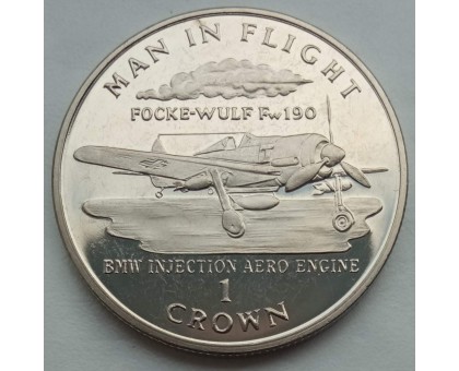 Остров Мэн 1 крона 1995. Самолёт Фокке-Вульф Fw 190