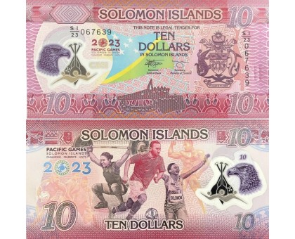 Соломоновы острова 10 долларов 2023. 17-е Тихоокеанские игры, полимер