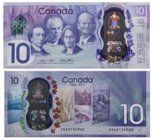 Канада 10 долларов 2017. 150 лет Конфедерации, полимер