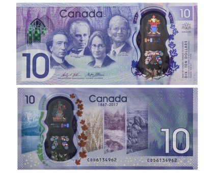 Канада 10 долларов 2017. 150 лет Конфедерации, полимер