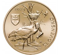 Словакия 5 евро 2023. Фауна и флора Словакии. Черный аист