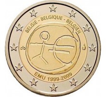 Бельгия 2 евро 2009. 10 лет монетарной политике ЕС (EMU) и введению евро