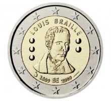 Бельгия 2 евро 2009. 200 лет со дня рождения Луи Брайля