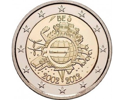 Бельгия 2 евро 2012. 10 лет наличному евро