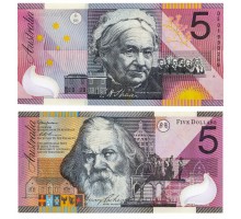 Австралия 5 долларов 2001. 100 лет Содружеству, полимер