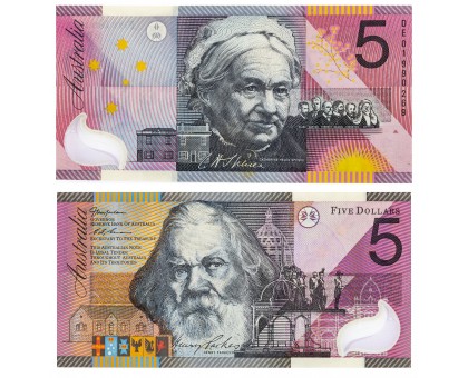 Австралия 5 долларов 2001. 100 лет Содружеству, полимер